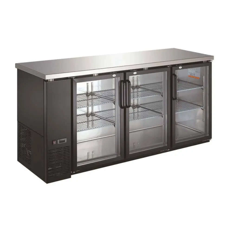 Réfrigérateur de bar arrière Ancaster Food Equipment BBR-72G de 72,8 pouces à 3 portes vitrées