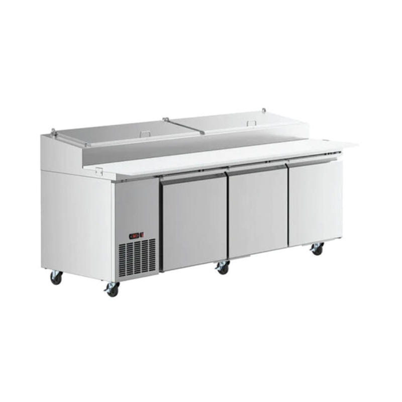 Table de préparation à pizza commerciale à 3 portes Ancaster Food Equipment AFE-PPT-92 - 92 po