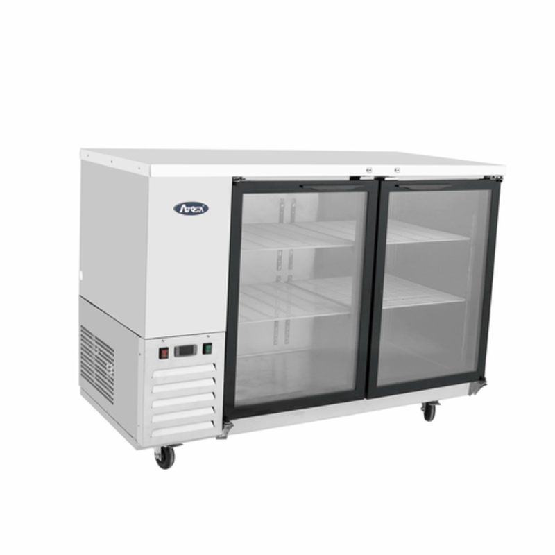 Atosa MBB48GGR 48" Two-Door Glass Back Bar Refrigerator - Stainless Steel