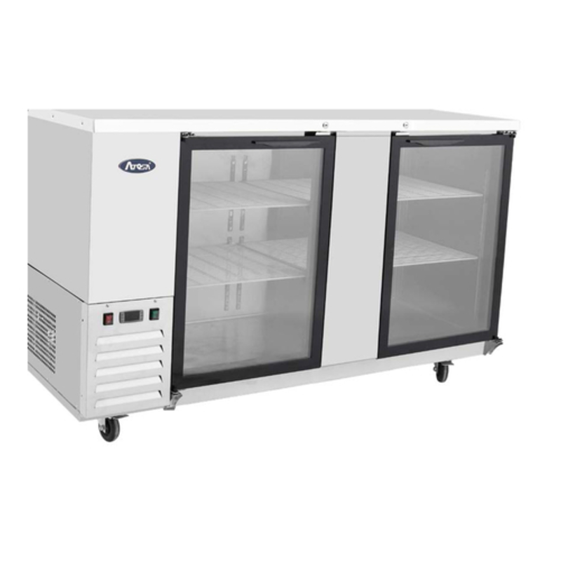 Atosa SBB69GGRAUS1 68-Inch Shallow Depth 2-Glass Door Refrigerated Back Bar Cooler