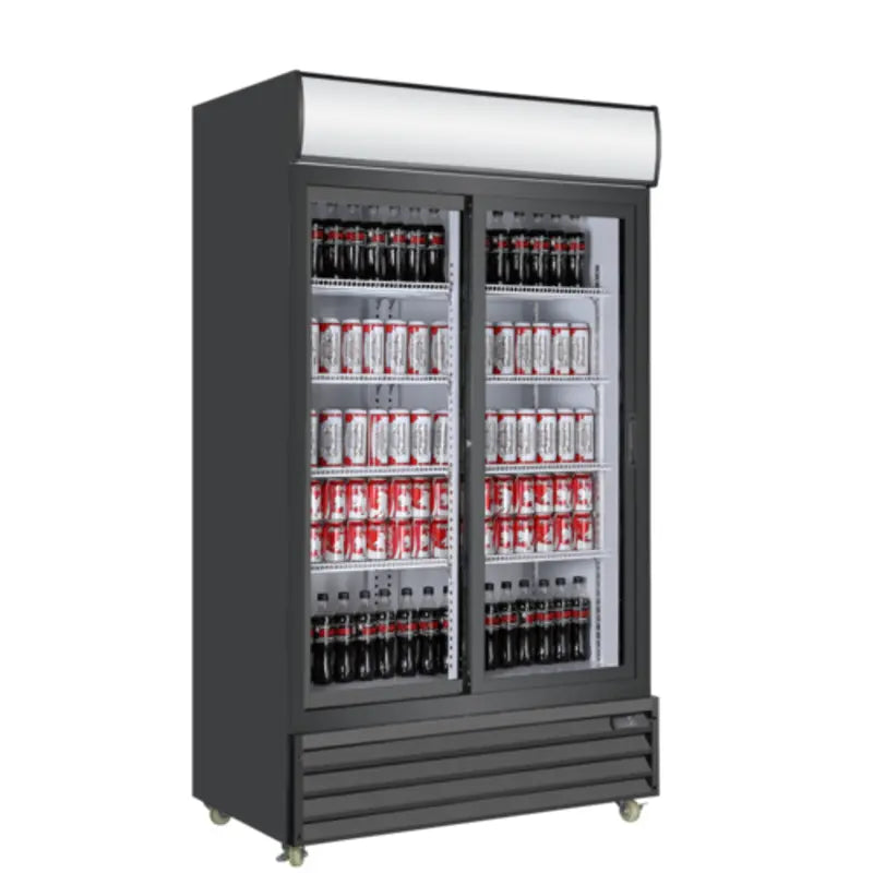 EFI C2S-39GD 39" Glass 2 Door Black Commercial Refrigerated Beverage Cooler
