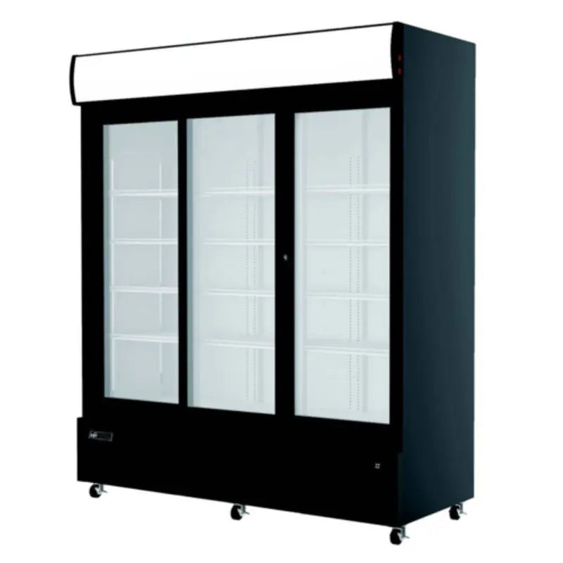 EFI C3S-68GD Sliding Glass 3-Door Black Commercial Cooler Merchandiser