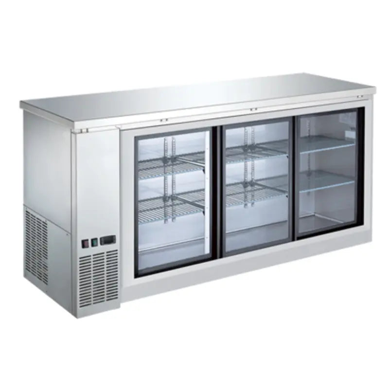 EFI CBBSGDS3-72CC Commercial Back Bar Stainless Steel Sliding Glass Door Cooler