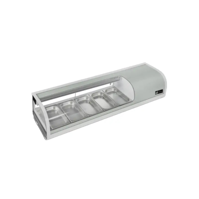 EFI Versa Display CSCM-5413S Refrigerated Stainless Steel Sushi Display Case Merchandiser with Curved Glass