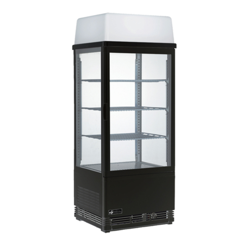 Réfrigérateur de comptoir vitré noir à quatre côtés EFI CGSM-1742-B-L de 42,9 cm, 79,3 litres