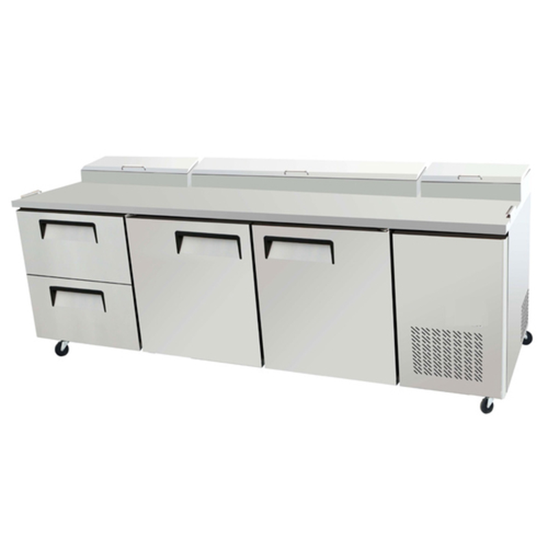 Table de préparation à pizza commerciale EFI CPDW2-93VC Versa-Chill de 236 cm avec portes et tiroirs