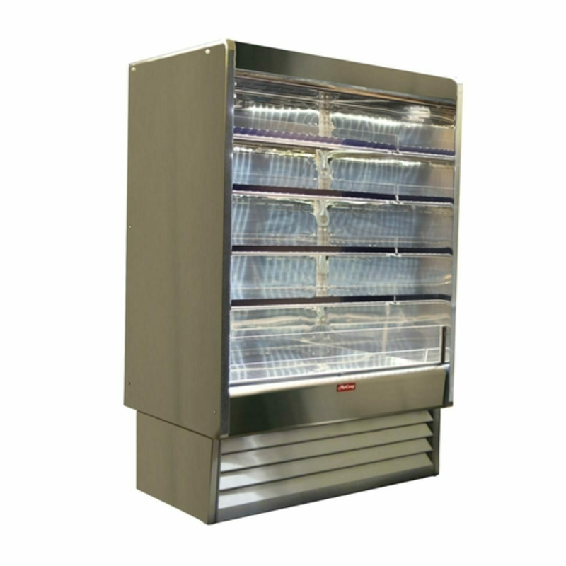Réfrigérateur de présentation ouvert en acier inoxydable 99 pouces Howard-McCray SC-OD35E-8-S-LED