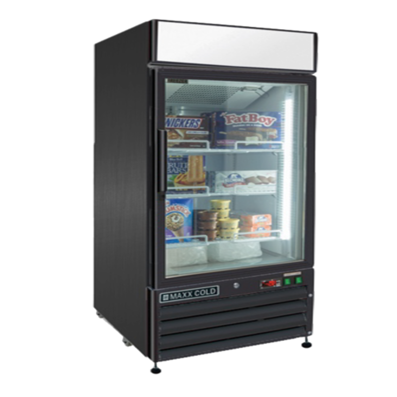 Congélateur-présentoir vertical à porte vitrée simple Maxx Cold MXM1-12FBHC de 12 pi³