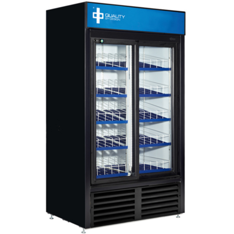 Réfrigérateur vitrine QBD CD40-HC noir de 122 cm avec deux portes coulissantes