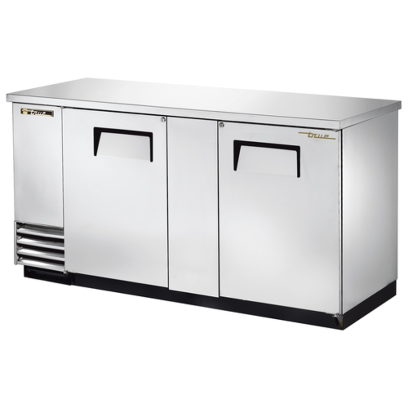 True TBB-3-S-HC 69-1/8" Two-Door Solid Stainless Steel Back Bar Cooler