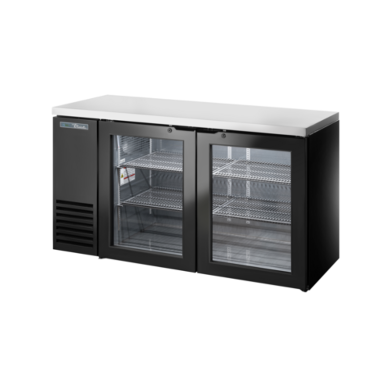 True Refrigeration TBB24-60-2G-Z1-SFT-B-1 60-1/8" Glass Door Back Bar Cooler - Black/Stainless