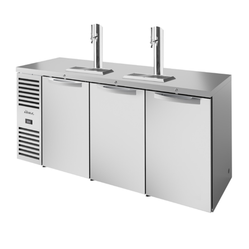True TDR84-RISZ1-L-S-SSS-1 84-Inch Three-Door Stainless Steel Commercial Draft Beer Dispenser
