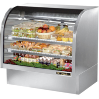 True Refrigeration TCGG-48-S-HC-LD 48-Inch Curved Glass Stainless Steel Deli Display Case