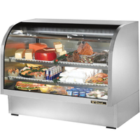 True TCGG-60-S-HC-LD 60-1/4" Stainless Steel Refrigerated Curved Glass Deli Display