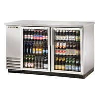 True TBB-2G-S-HC-LD 58-7/8" Two-Glass Door Stainless Steel Refrigerated Back Bar Cabinet
