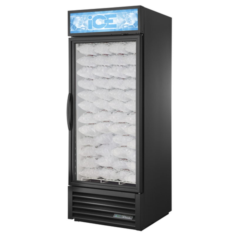 True GDIM-26NT-HC~TSL01 30-Inch Black 1-Section Glass Door Ice Merchandiser