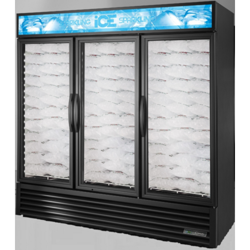 True GDIM-72NT-HC~TSL01 3-Door Glass Ice Merchandiser (170 Bag Capacity)