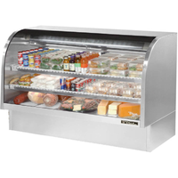 True TCGG-72-S-HC-LD 72.25" Stainless Steel Curved Glass Deli Display Case