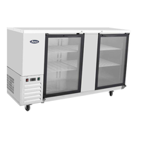 Atosa SBB69GGRAUS1 68-Inch Shallow Depth 2-Glass Door Refrigerated Back Bar Cooler