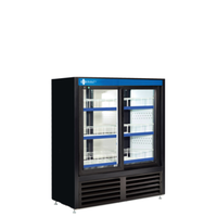 QBD CD4148CPT-HC 48" Black Pass-Through Glass Sliding Door Merchandiser Refrigerator