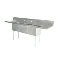 Omcan 25261 Heavy-Duty 120-Inch 3-Compartment Stainless Steel Pot Sink