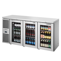 True Refrigeration TBR72-RISZ1-L-S-GGG-1 72-Inch 3-Door Glass Back Bar Cooler