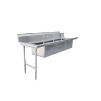 Omcan 48497 84-Inch Left-to-Right Soiled Dishtable with 3 Pre-Rinse Sinks