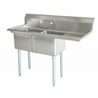 Omcan 43792 74.5-Inch Double Bowl Stainless Steel Pot Sink with Right Drain Board