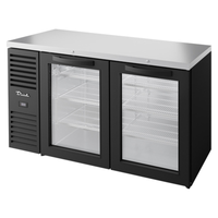 True TBR60-RISZ1-L-B-GG-1 60-Inch Two-Section Glass Door Back Bar Refrigerator in Black