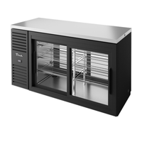 True TBR60-PTSZ1-L-B-11-11-1 60-Inch Black Pass-Thru Back Bar Cooler with Sliding Glass Doors
