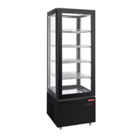 New Air NUDC-21-S Black Brushed Stainless Steel Upright Refrigerated Display Case - 8.83 Cu. Ft.