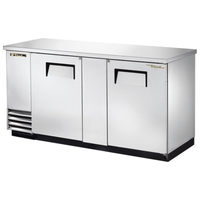 True TBB-3-S-HC 69-1/8" Two-Door Solid Stainless Steel Back Bar Cooler