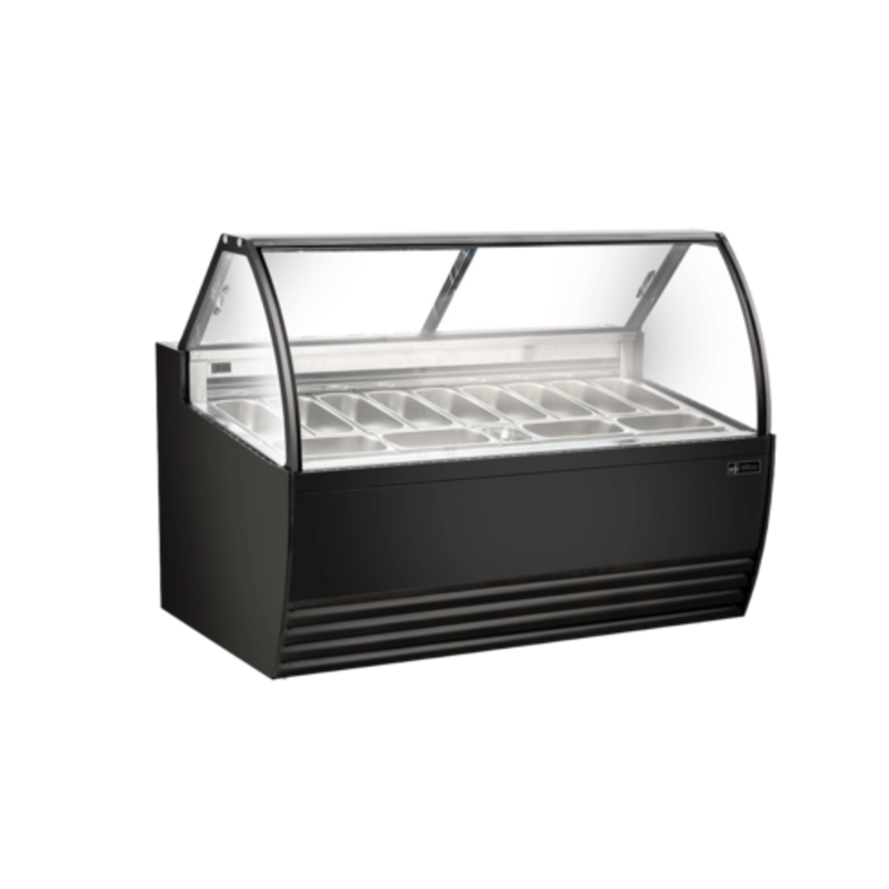 EFI FIGCB-7052 69.4-Inch Curved Glass Commercial Gelato Display in Black