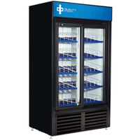 QBD CD38-HC Black Glass Sliding Door Merchandiser Refrigerator - 44.38"