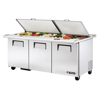 True 72-Inch Dual Side Mega Top Prep Table TSSU-72-30M-B-DS-ST-HC