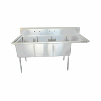 EFI SI818-3RC 74.5-Inch Commercial 3-Compartment Sink with Right Drainboard