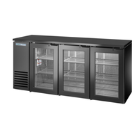 True TBB24-72-3G-Z1-BST-B-1 72-1/8" Black 3-Glass Door Back Bar Refrigerator
