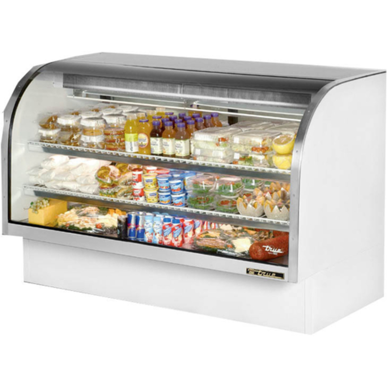 True TCGG-72-HC-LD 72-Inch Curved Glass Refrigerated Deli Merchandiser
