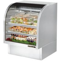 True TCGG-36-S-HC-LD 36-1/4" Stainless Steel Curved Glass Refrigerated Deli Case