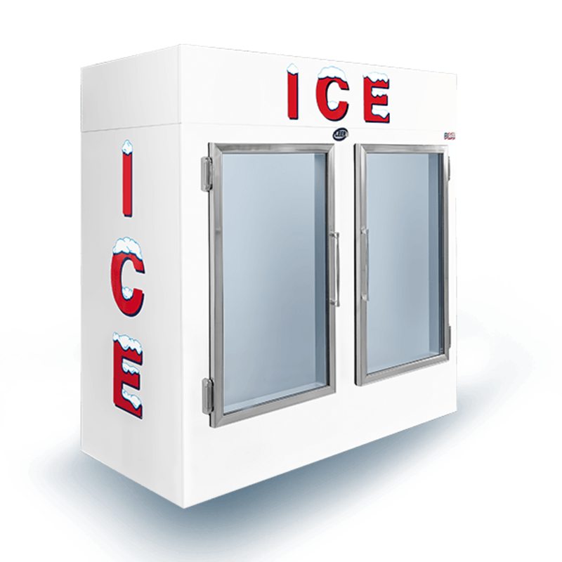 Leer L060UAGP 73-Inch Double Glass Door Indoor Ice Merchandiser with Auto Defrost