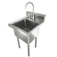 Omcan 44593 Commercial 1-Compartment Stainless Steel Laundry Sink with Faucet (24-Inch)