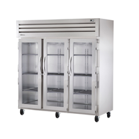 True STR3R-3G-HC 3-Section Glass Door Commercial Reach-In Refrigerator