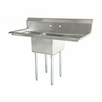 Omcan 43785 Single Bowl Commercial Pot Sink with Dual Drainboards - 72-Inch