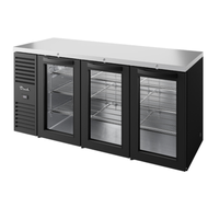 True TBR84-RISZ1-L-B-GGG-1 84-Inch 3-Door Glass Back Bar Refrigerator, Black