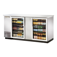 True TBB-3G-S-HC-LD 69-Inch Stainless Steel Glass Door Back Bar Cooler