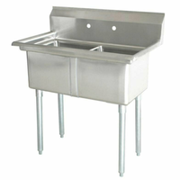 Omcan 43791 53-Inch Commercial Two-Compartment Stainless Steel Sink