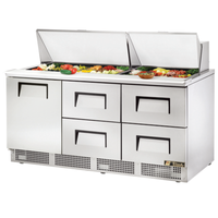True TFP-72-30M-D-4-HC 72-Inch Mega Top Food Prep Table with 1 Door and 4 Drawers