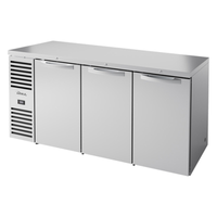 True Refrigeration TBR72-RISZ1-L-S-SSS-1 72-Inch Stainless Steel Solid Door Back Bar Refrigerator