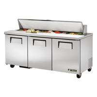 True TSSU-72-18-HC 72-Inch 3-Door Commercial Sandwich and Salad Prep Table