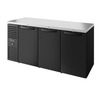 True TBR84-RISZ1-L-B-SSS-1 84-Inch Solid Door Refrigerated Back Bar Cabinet, Black/Stainless